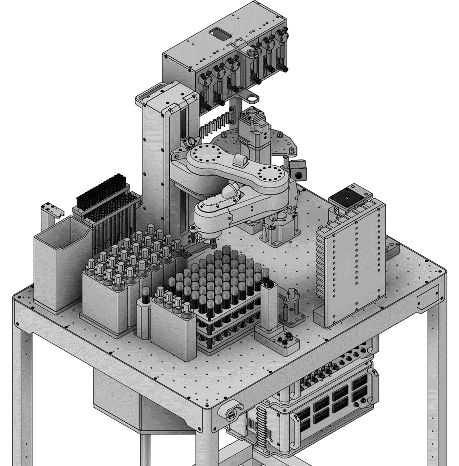 CAD render of the automated sorbent synthesis and screening platform