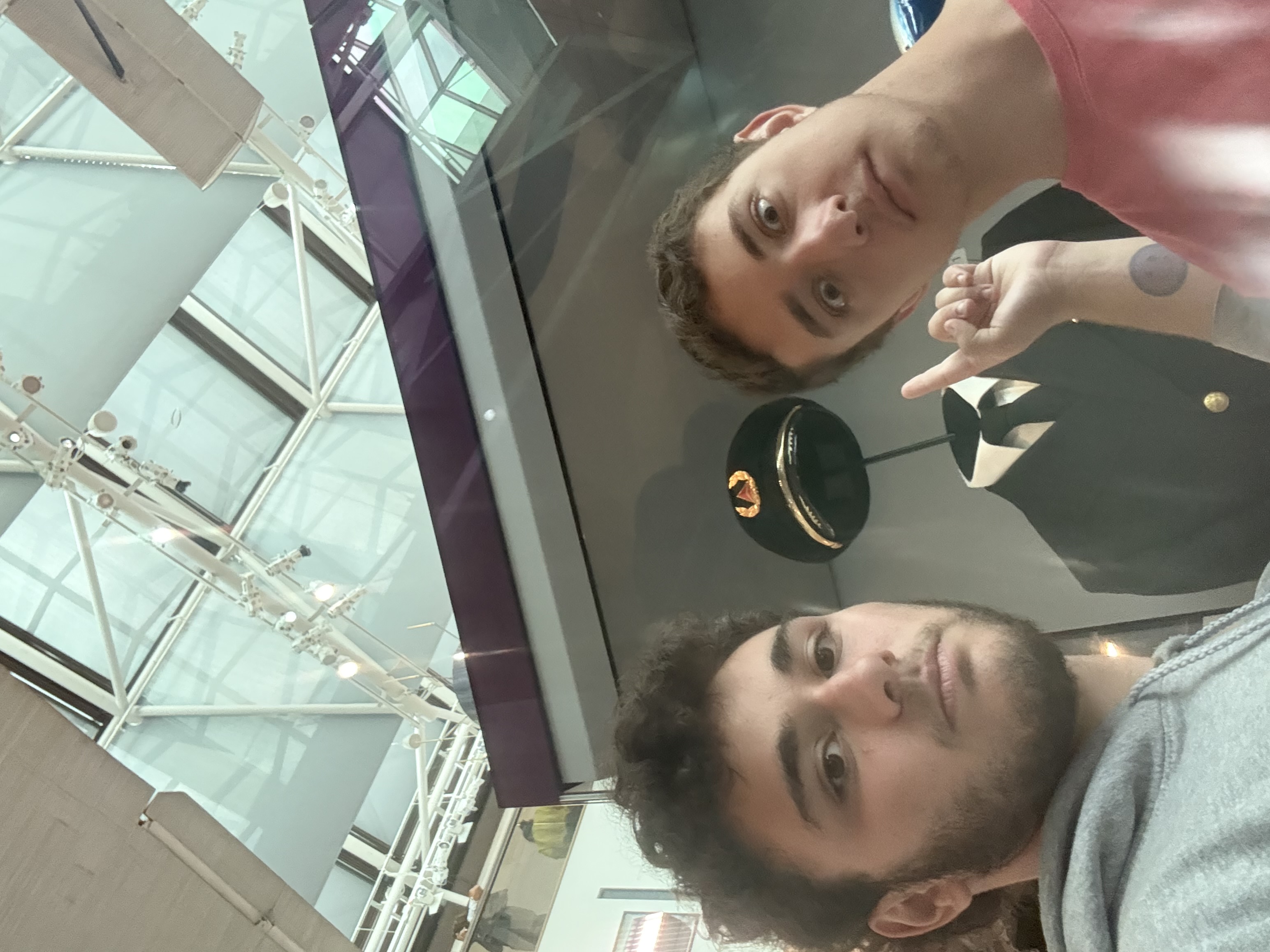 A portrait of Ezra and Sam at the Air and Space Museum