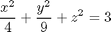 $$ \frac{x^2}{4} + \frac{y^2}{9} + z^2 = 3 $$