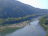 Looking up the Shenandoah at old bridge supports