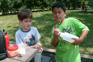 Children spraying water