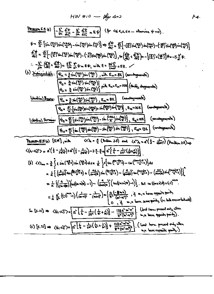 Homework Solution Set 10