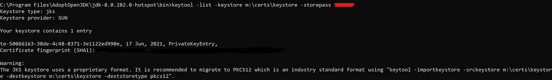 List keystore