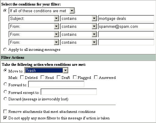 filter conditions